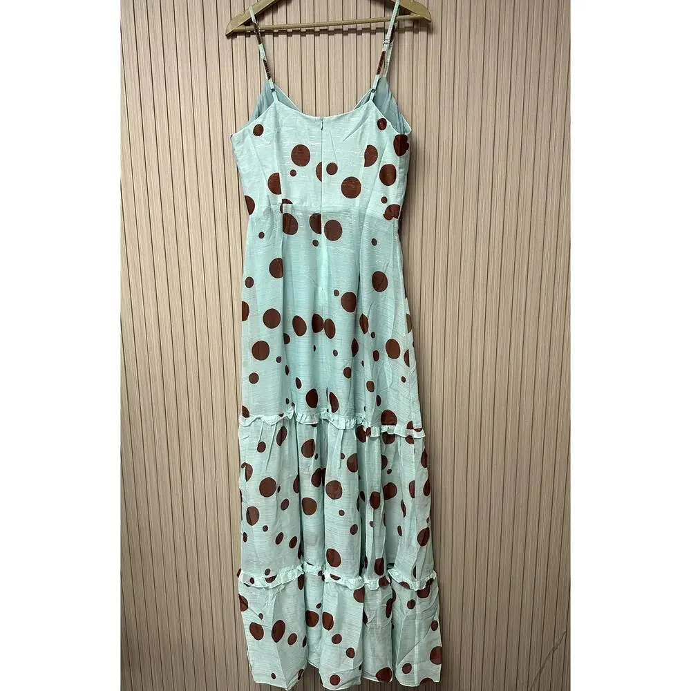 Poema Hit Long Polka Dot Tiered Maxi Dress Size M NWT - Picture 1 of 7